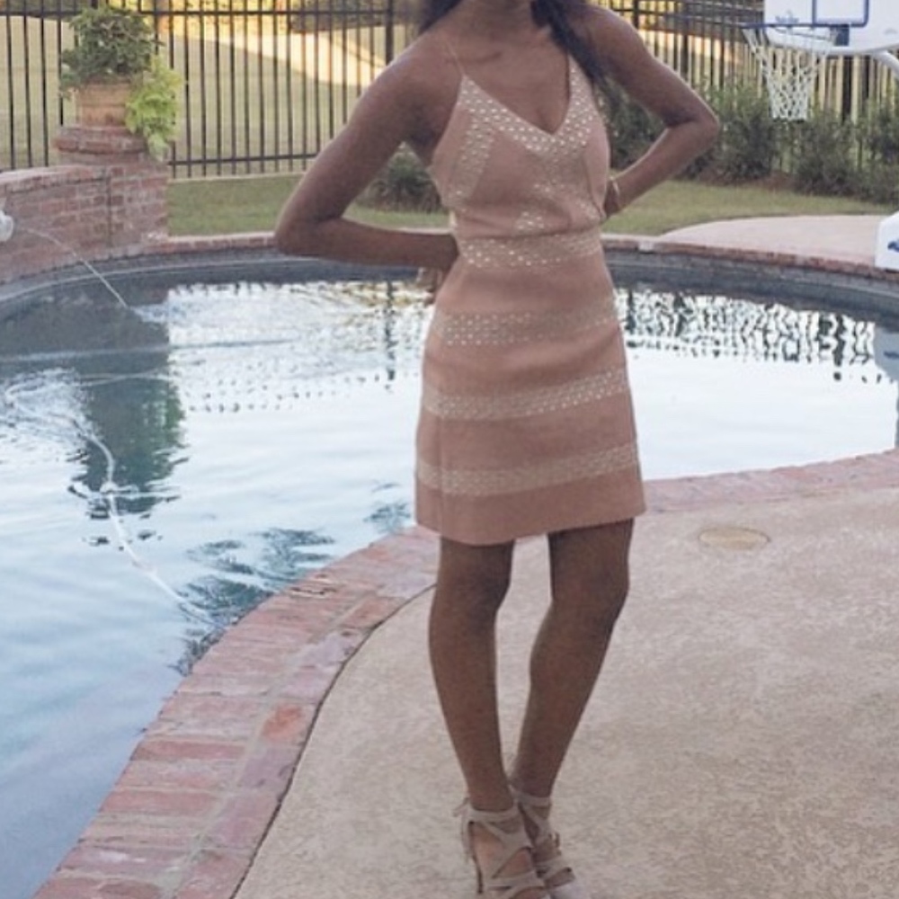 Pink with gold dot detailing cocktail dress size 2